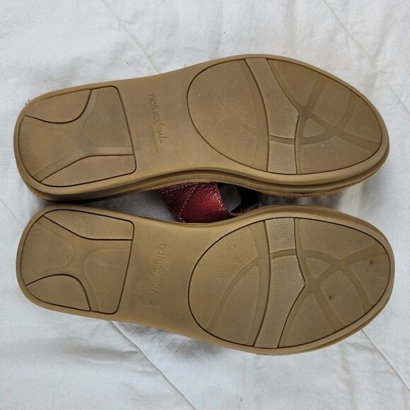 Natural Soul Dalbert red leather slide sandals two straps square silver accent 8 - Picture 8 of 9